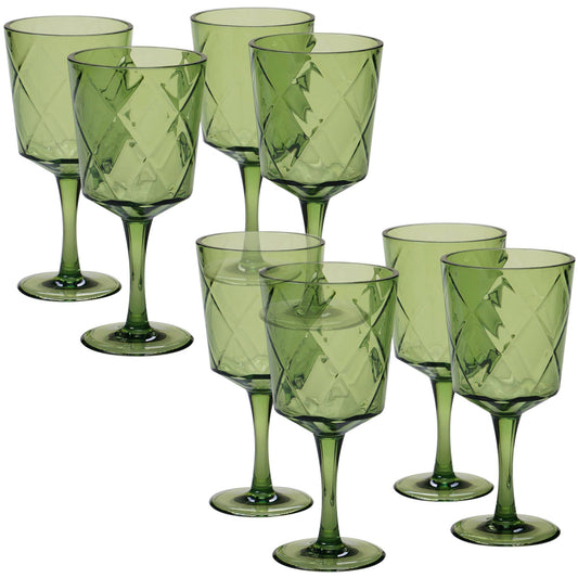 Green Diamond Acrylic Goblet, Set of 4