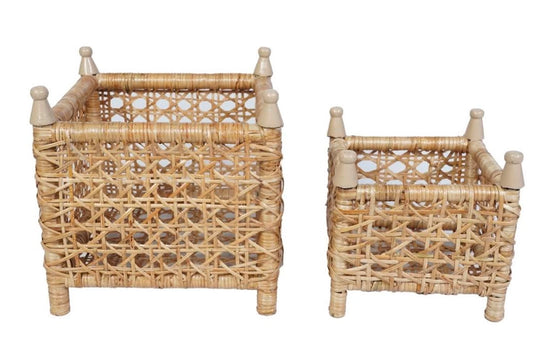 NEW CANE WICKER BOX PLANTERS: MEDIUM