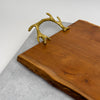 Wood Tray w/ Gold Antler Handles