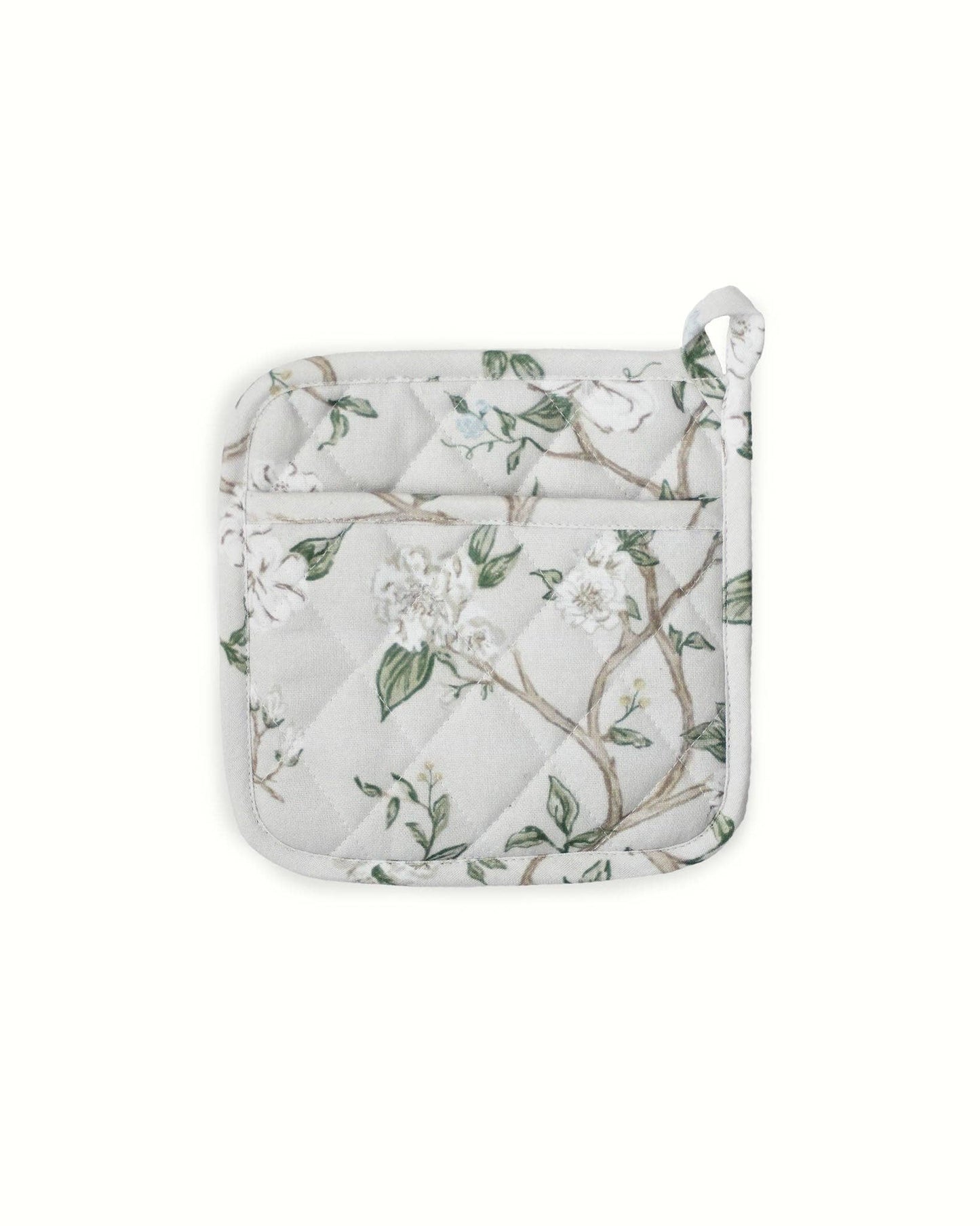 Camellia Neutral Floral Cotton Pot Holder Set