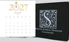 Glittered Desk Calendar 2027 with Easel