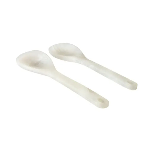 Lucente Resin Matte White Salad Serving Utensils Set