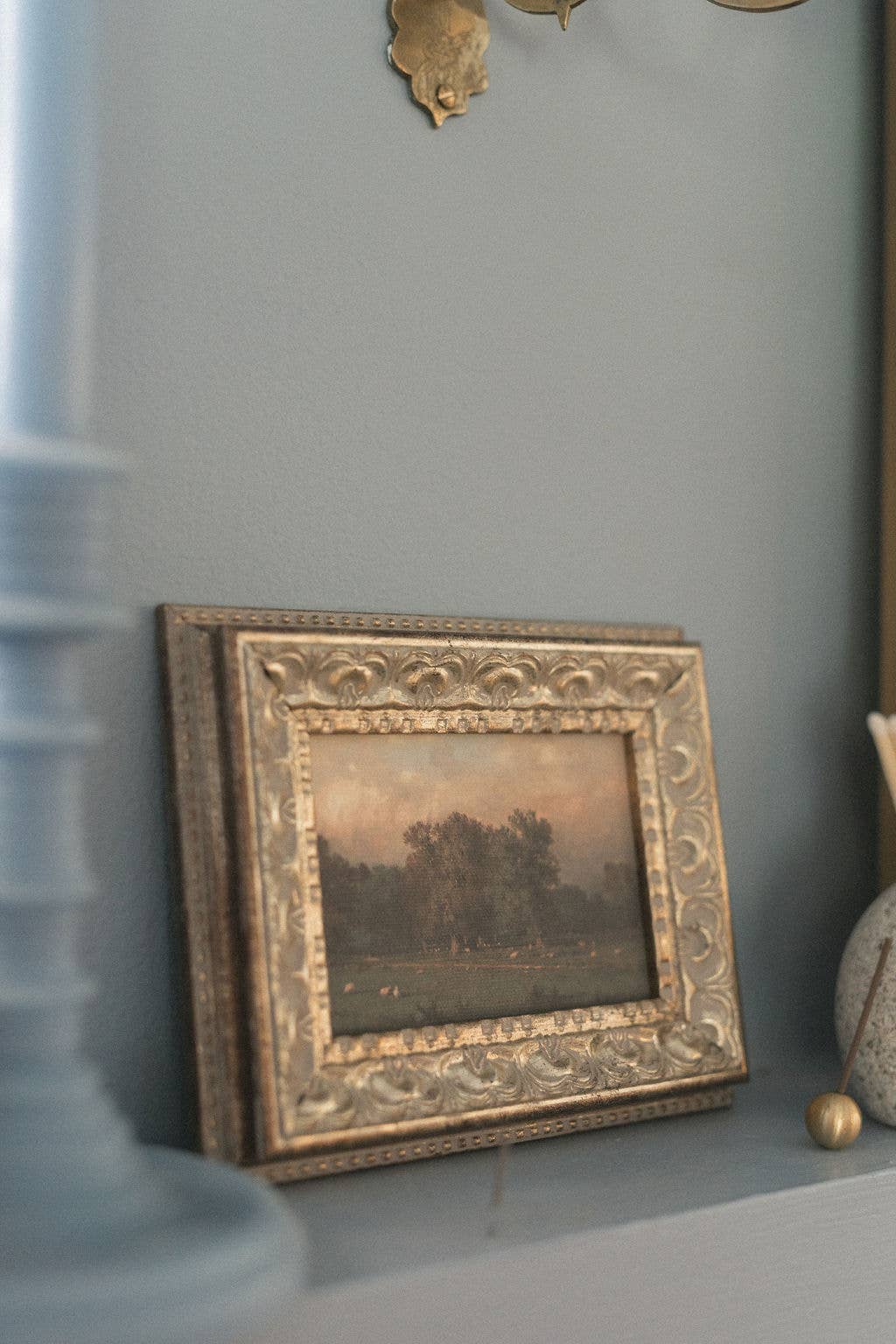 Sheep Farm Framed Antique Art: 7x5