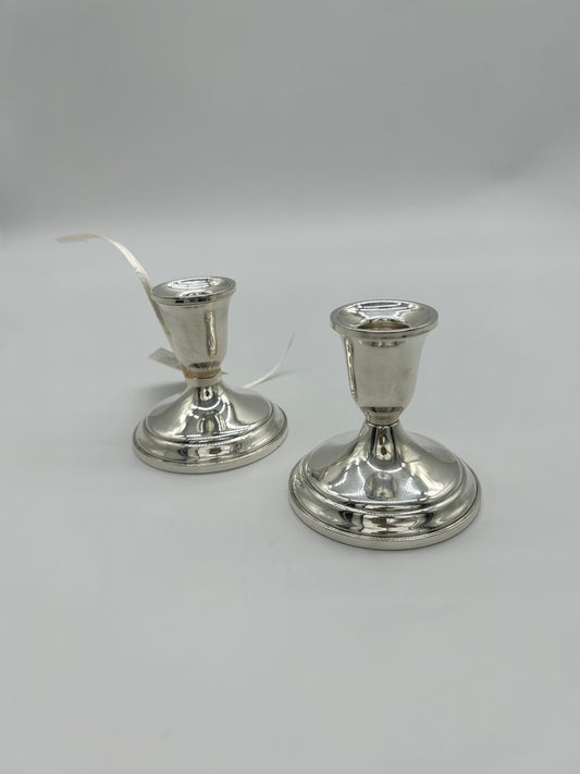 Pair Sterling Candlesticks 3”