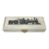 Vintage Train Locomotive Bone Postage Stamp Box