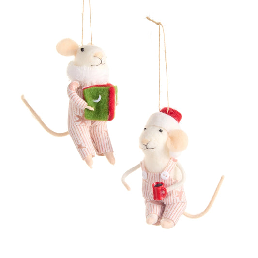 Reading And Drinking Mice Ornament