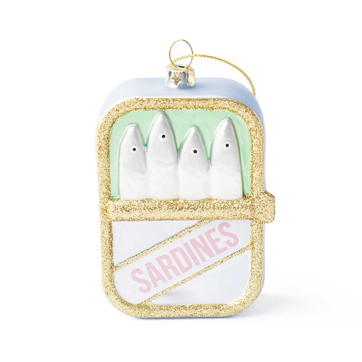 Vintage Sardines Tin Glass Christmas Ornament