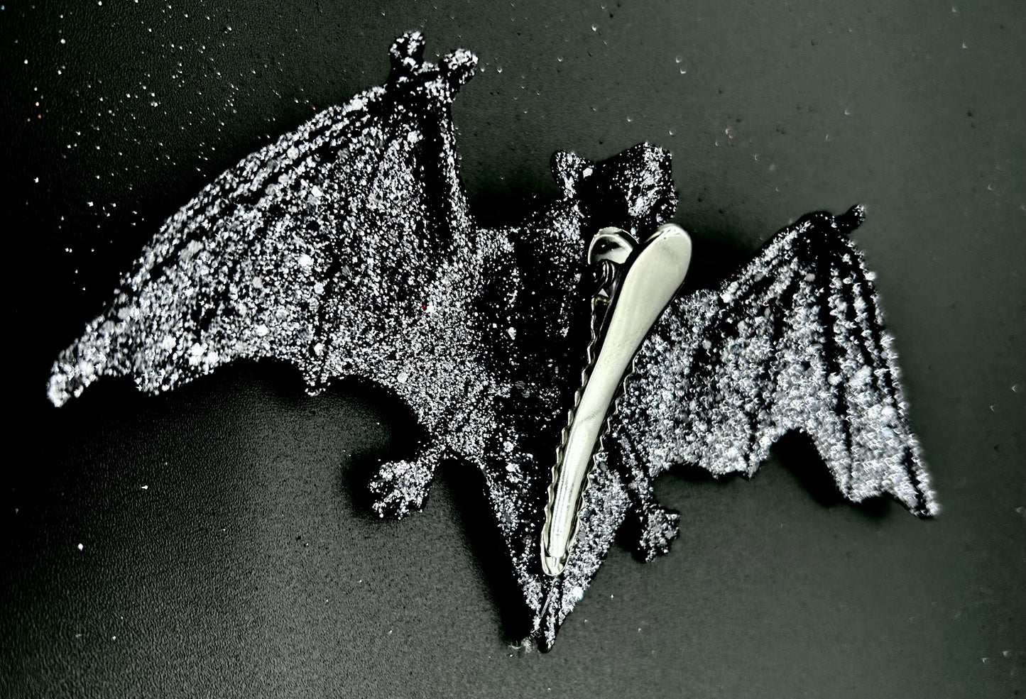 Glittery Clip On Halloween Bat Ornament