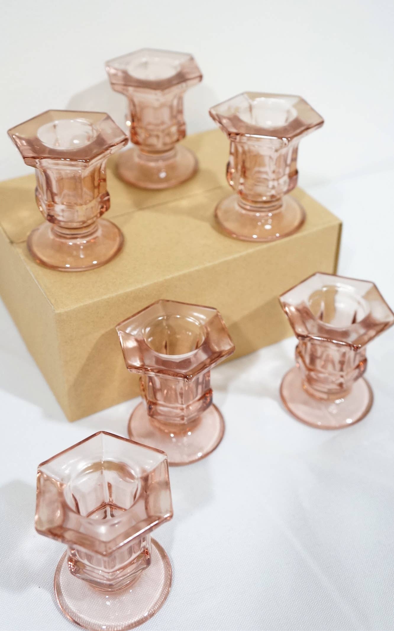 Glass Taper Candle Holder: Mauve