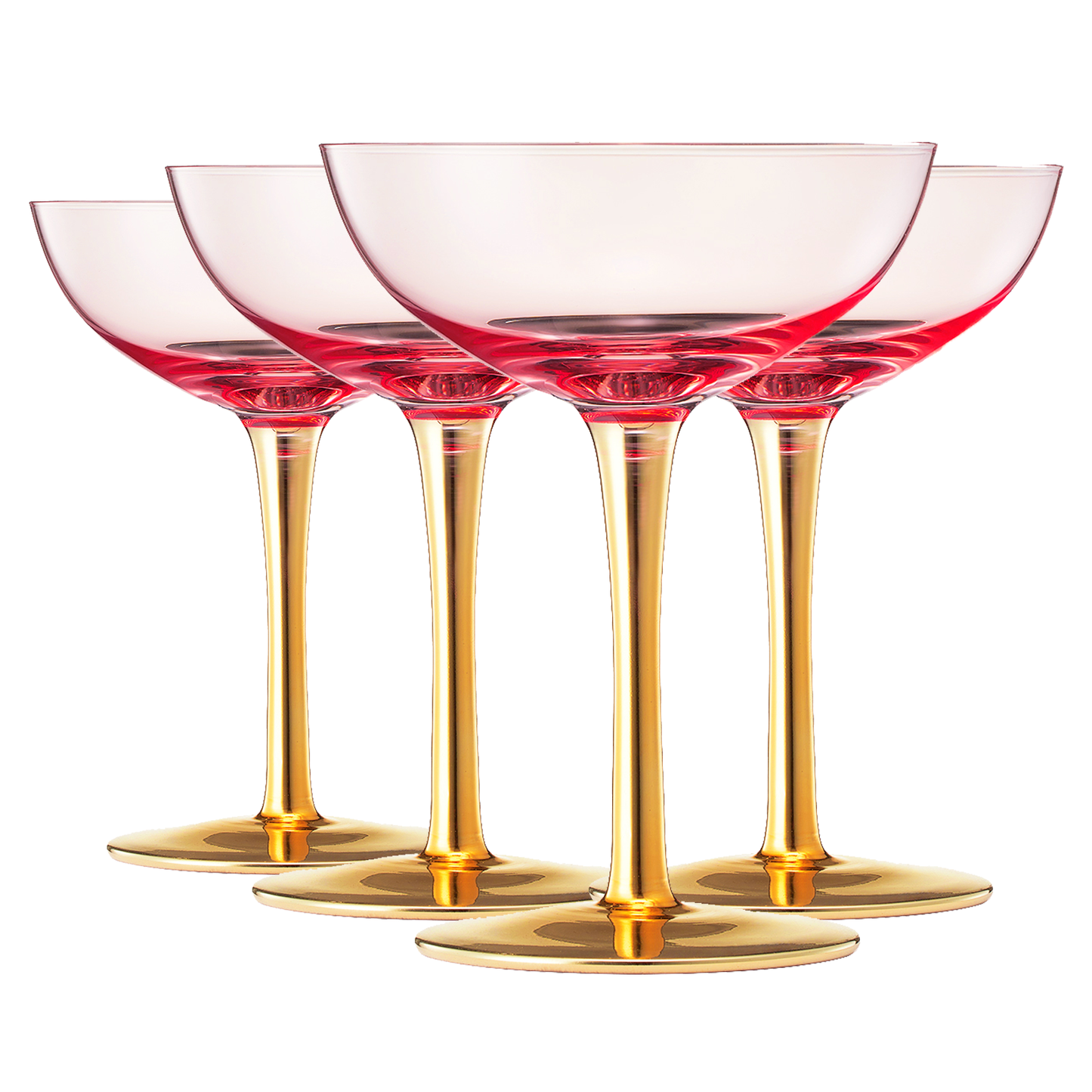 Gold Art Deco Coupe, Set of 4