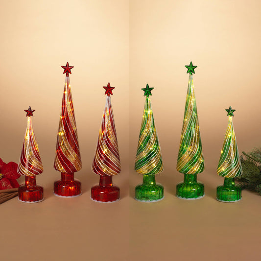 Lighted Glass Holiday Christmas Trees