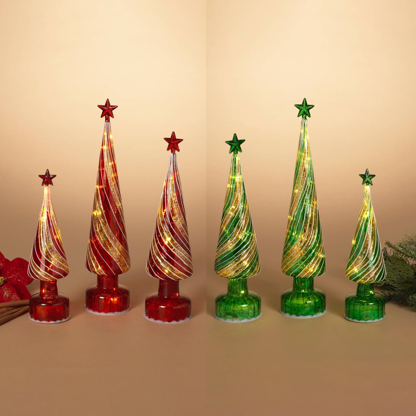 Lighted Glass Holiday Christmas Trees