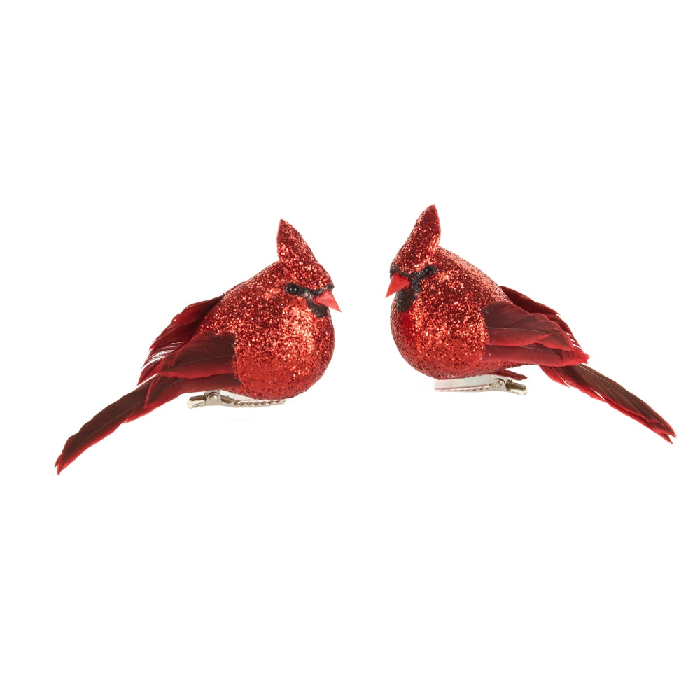 Red Glittered Cardinal Clip On Ornament