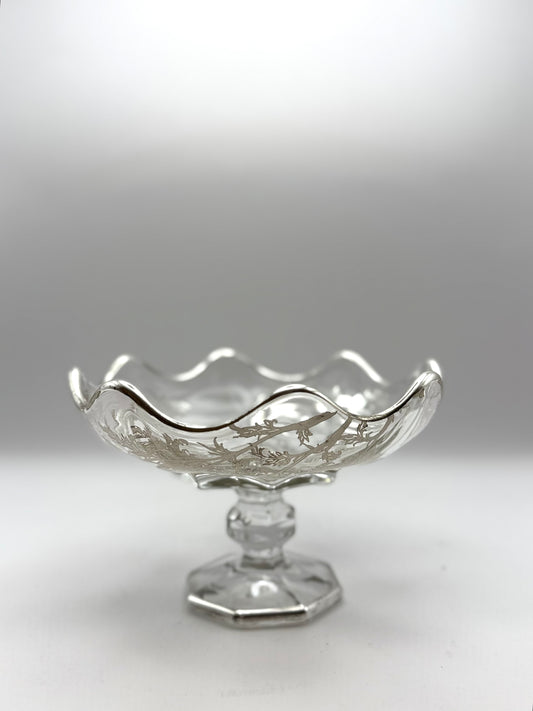 Sterling Overlay Small Pedestal Candy Bowl