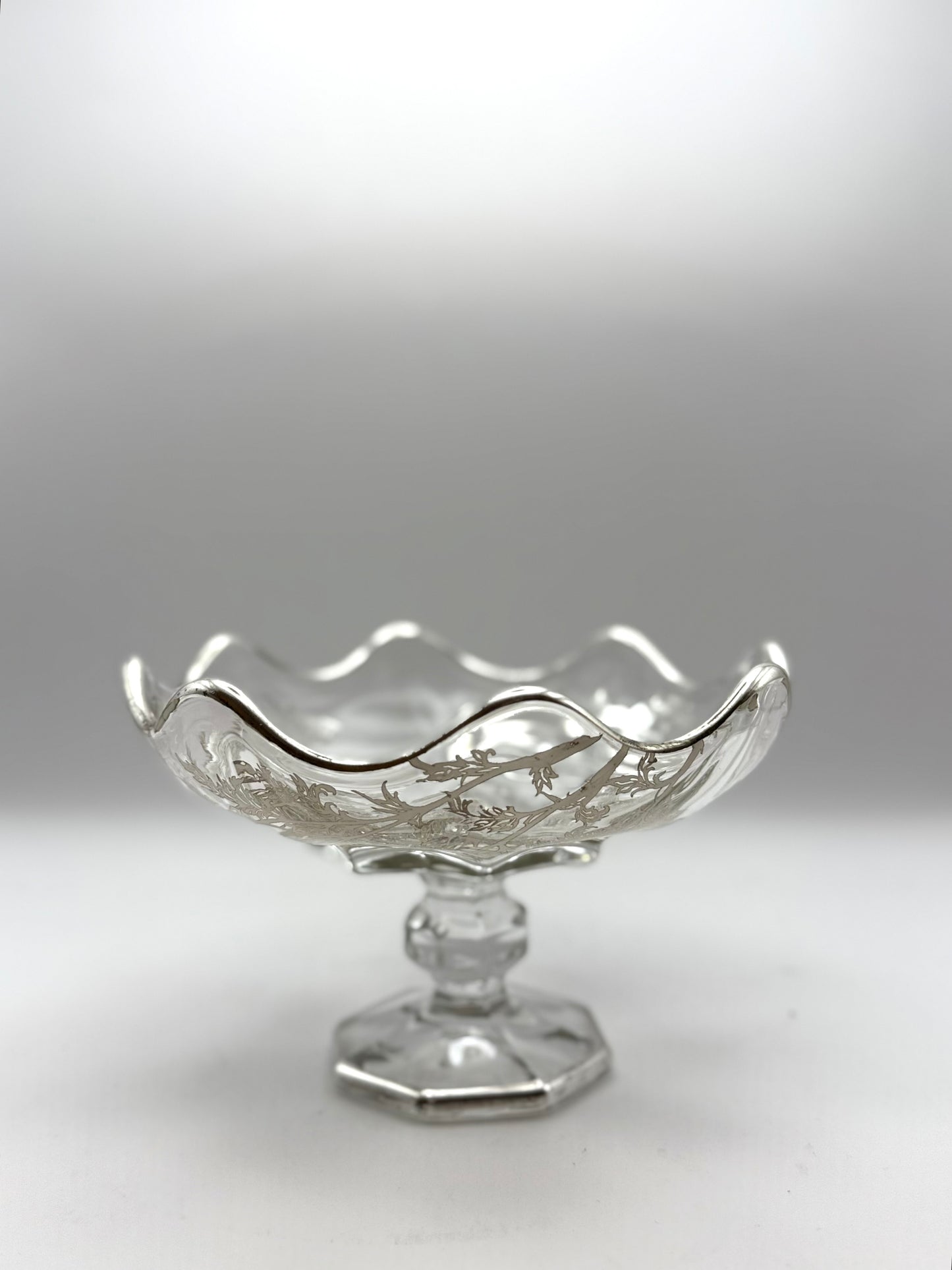 Sterling Overlay Small Pedestal Candy Bowl