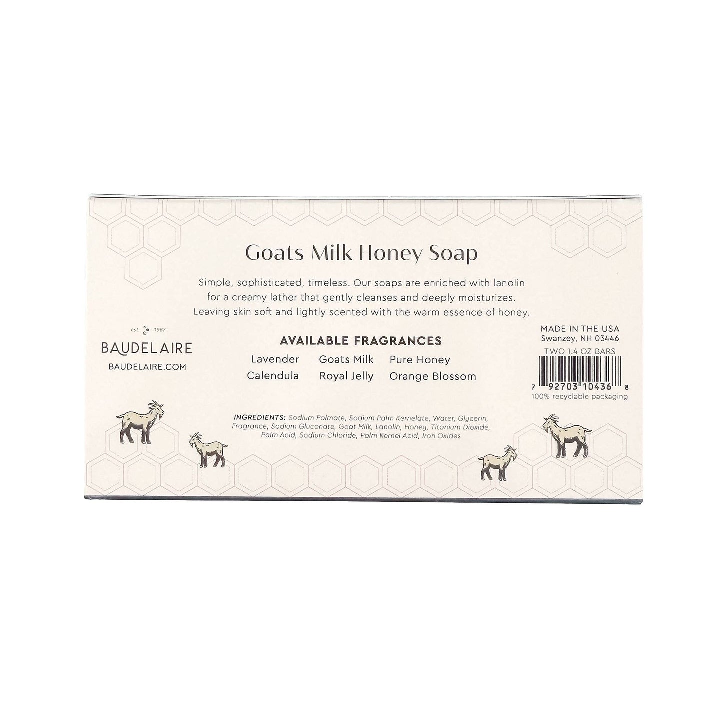 Goats Milk Honey Soap 1.4oz - Matchbox Duo