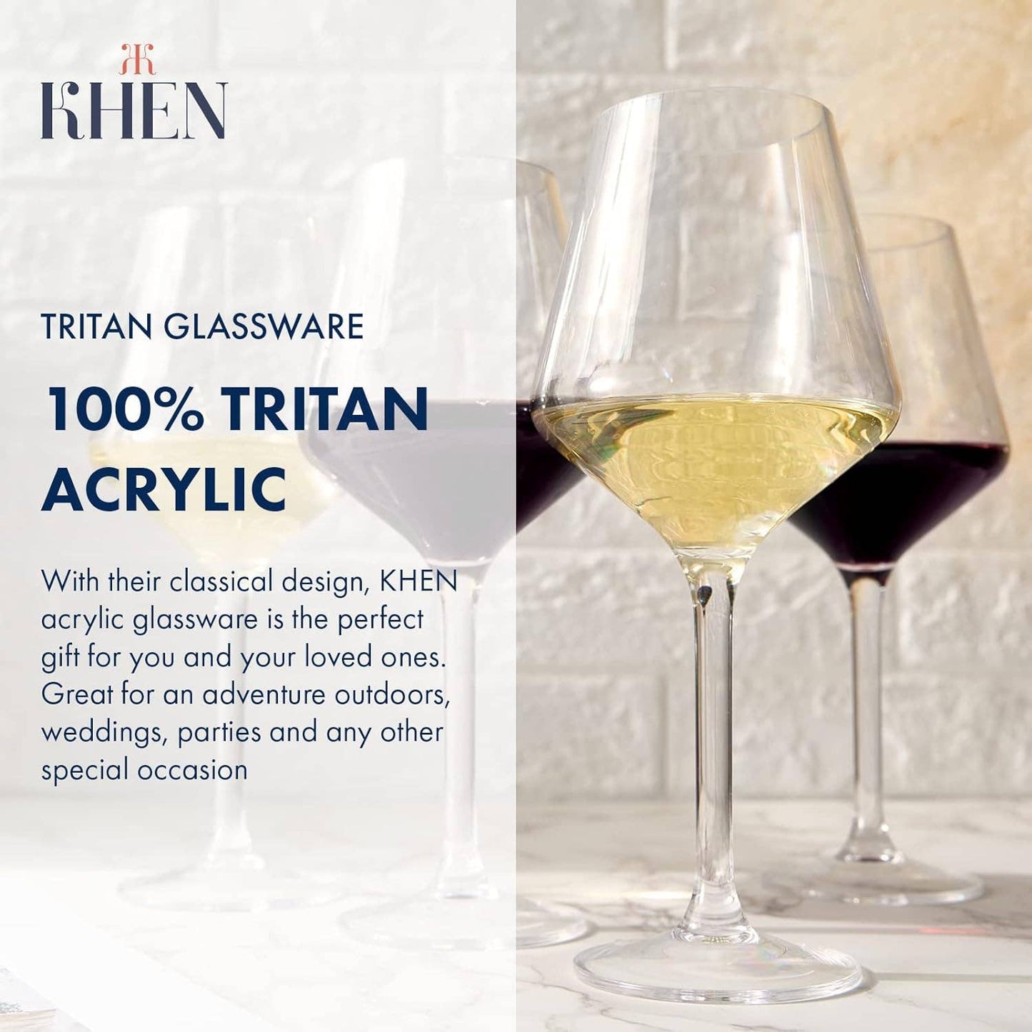 Unbreakable Stemmed Tritan Wine Glasses Set of 8