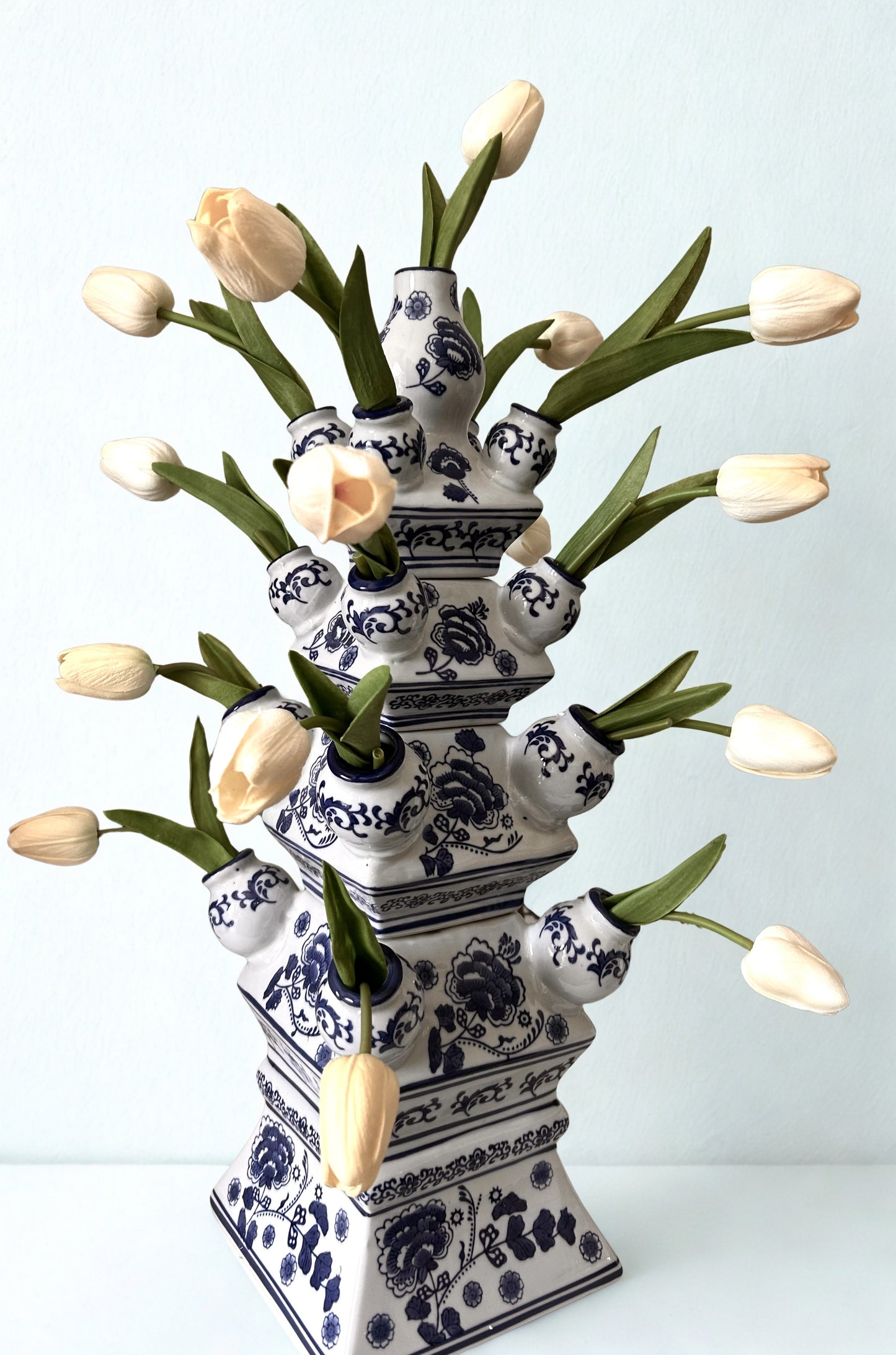 Hand-Painted Stoneware Tulipiere Vase