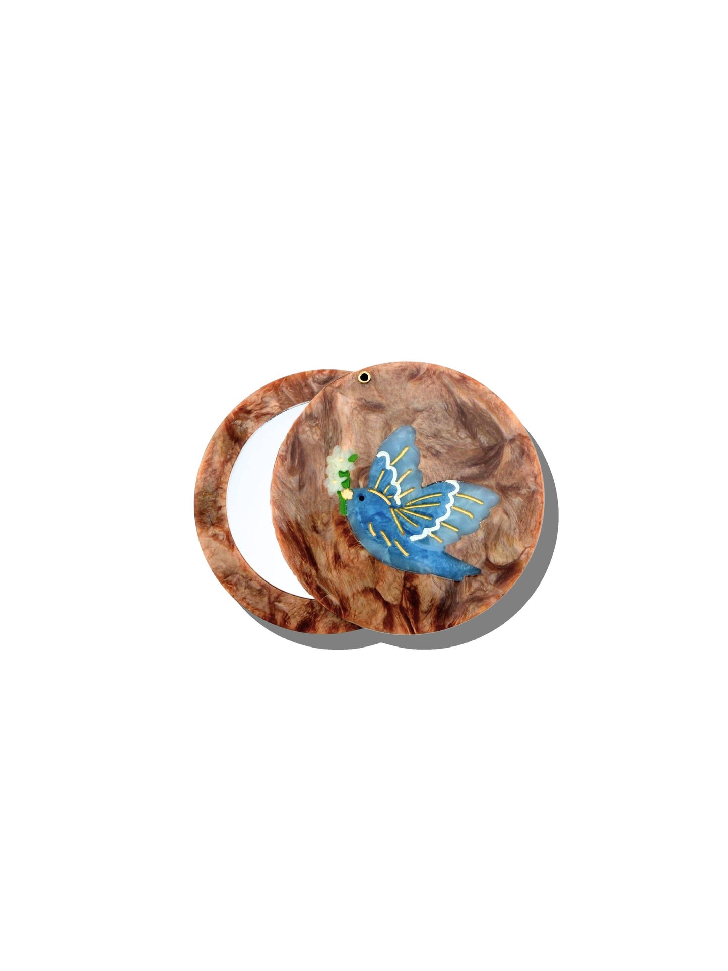 Hand-painted Bluebird Compact Mirror