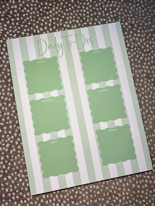 Green Daily TO DO Notepad - 8.5x11in