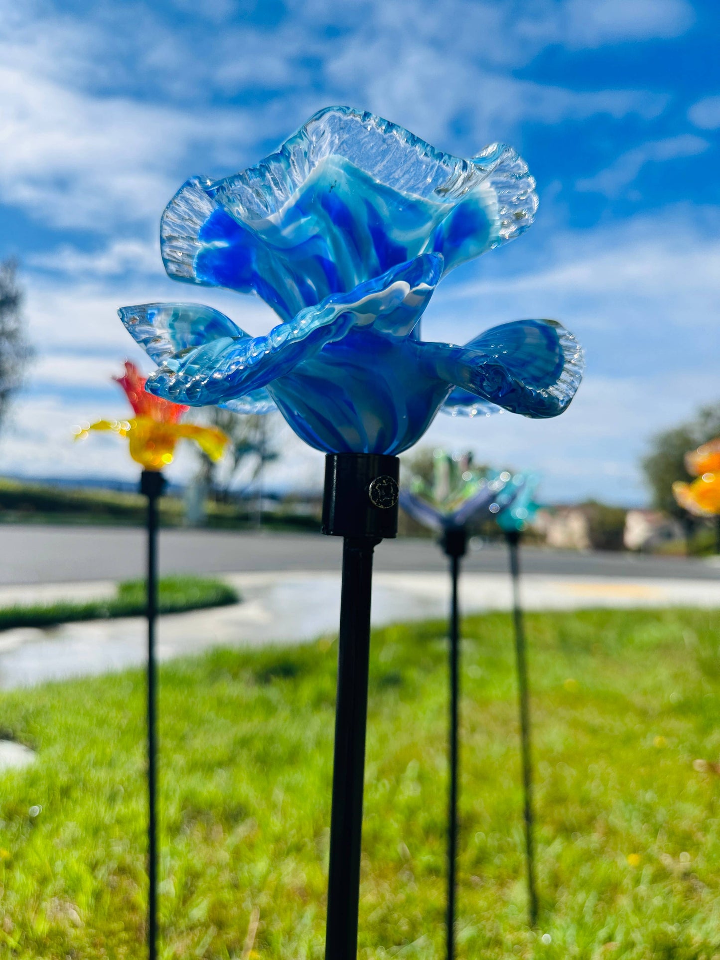 Art Glass Flower Stake Assorted