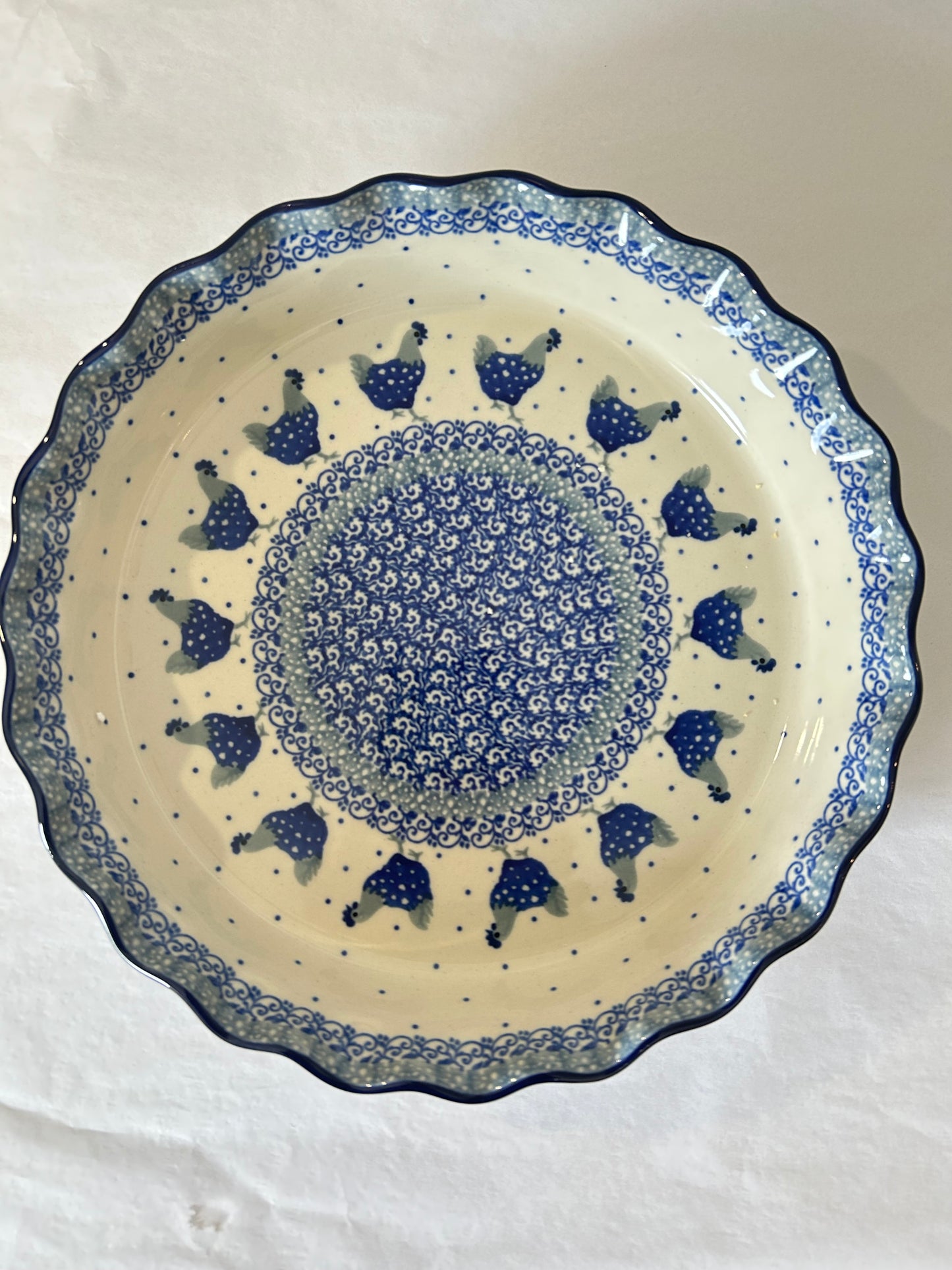 Polish Pottery Fluted Pie Dish