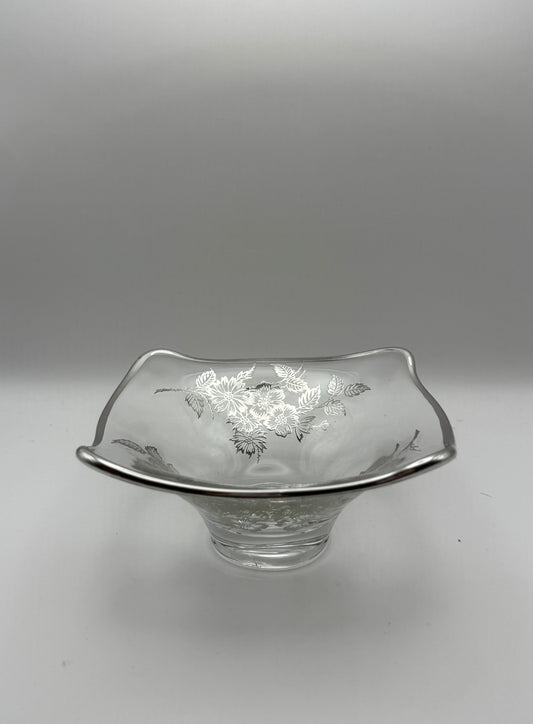 Sterling Overlay 5" Square Glass Dish
