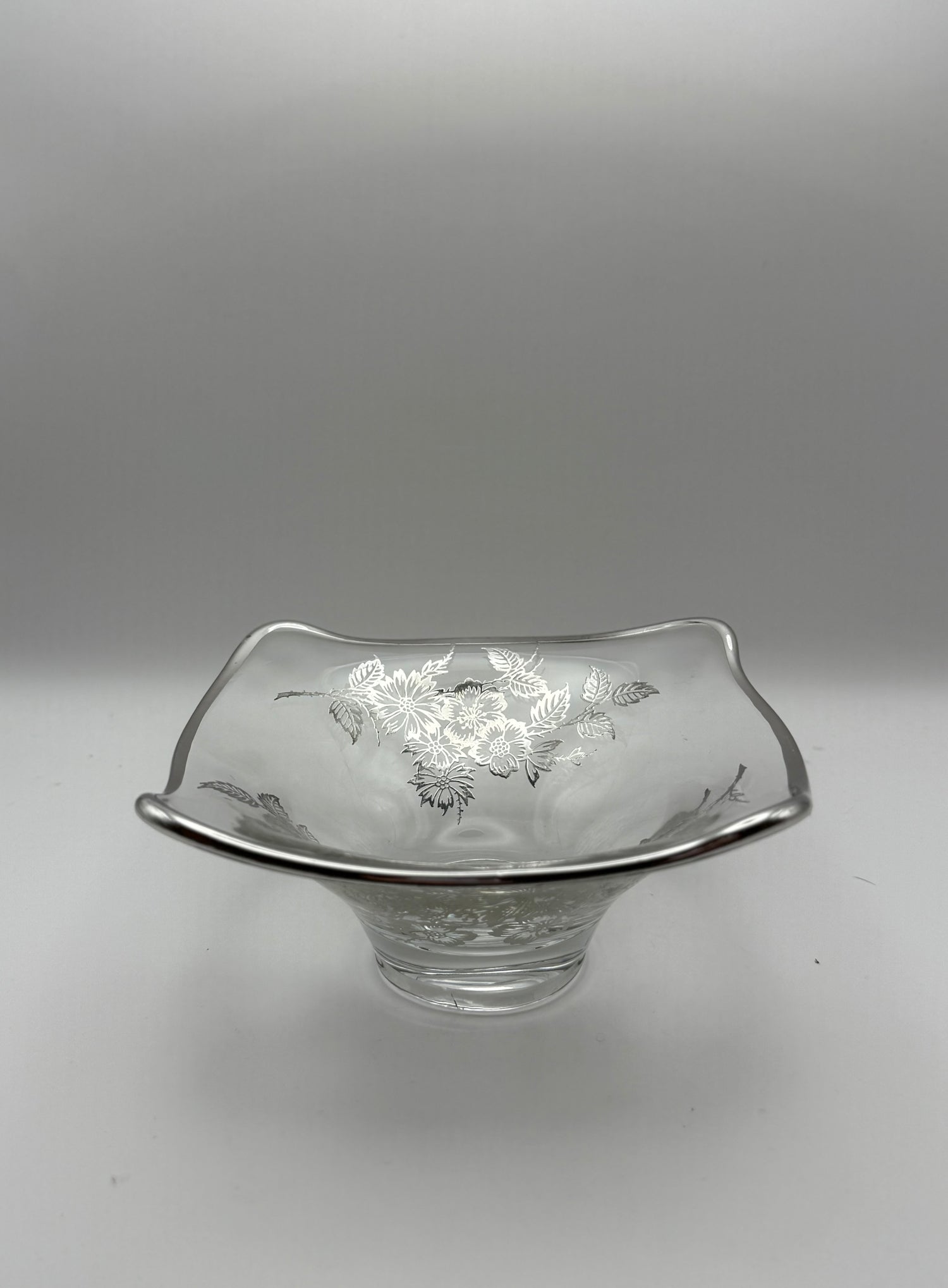 Sterling Overlay 5" Square Glass Dish