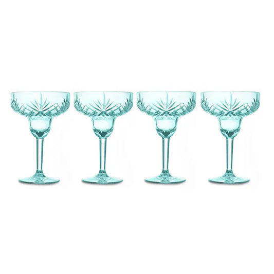 Set of Four Acrylic Margarita Glasses-Seafoam