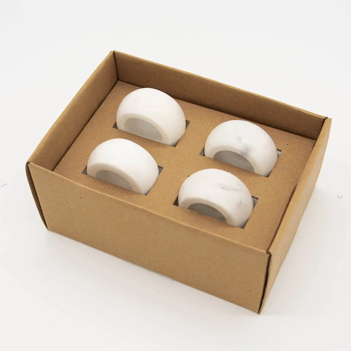 White Marble Napkin Rings, Set of 4