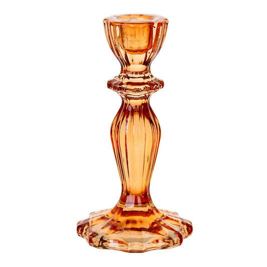 Orange Glass Candlestick Holder