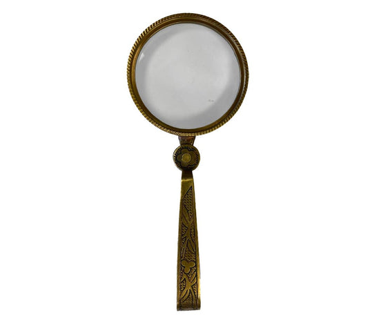 Antiqued Brass Magnifying Glass w/ Folding Handle-4.75"