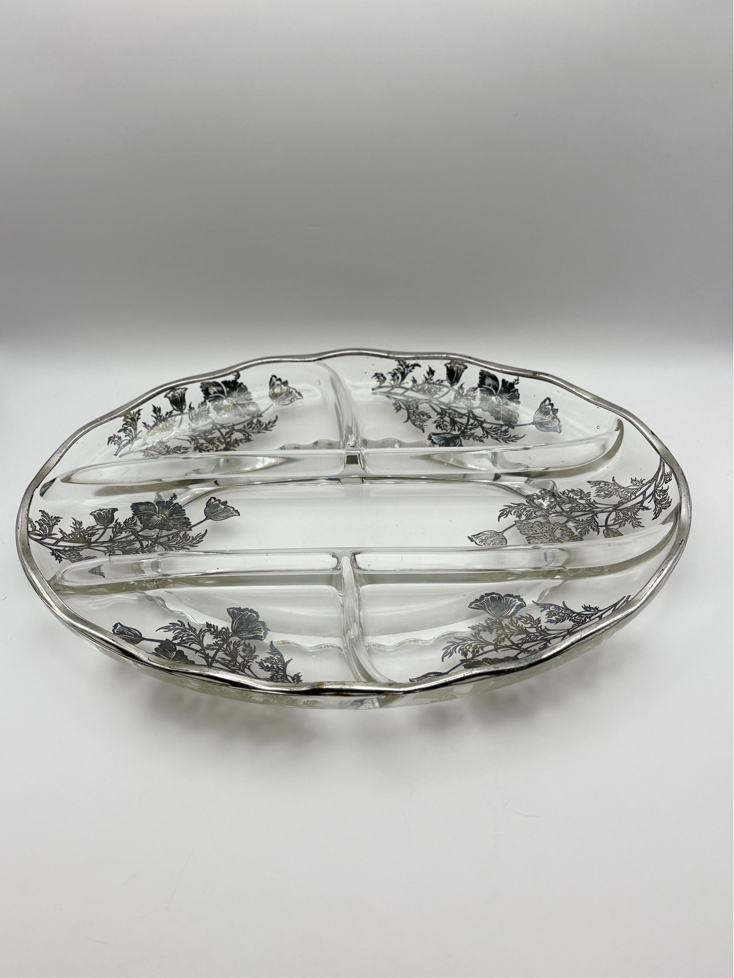 Sterling Overlay 13” Relish Dish