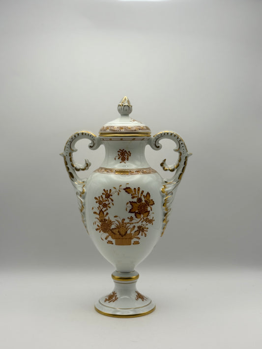 Chinese Bouquet Bronze Amphora Vase w/Handles