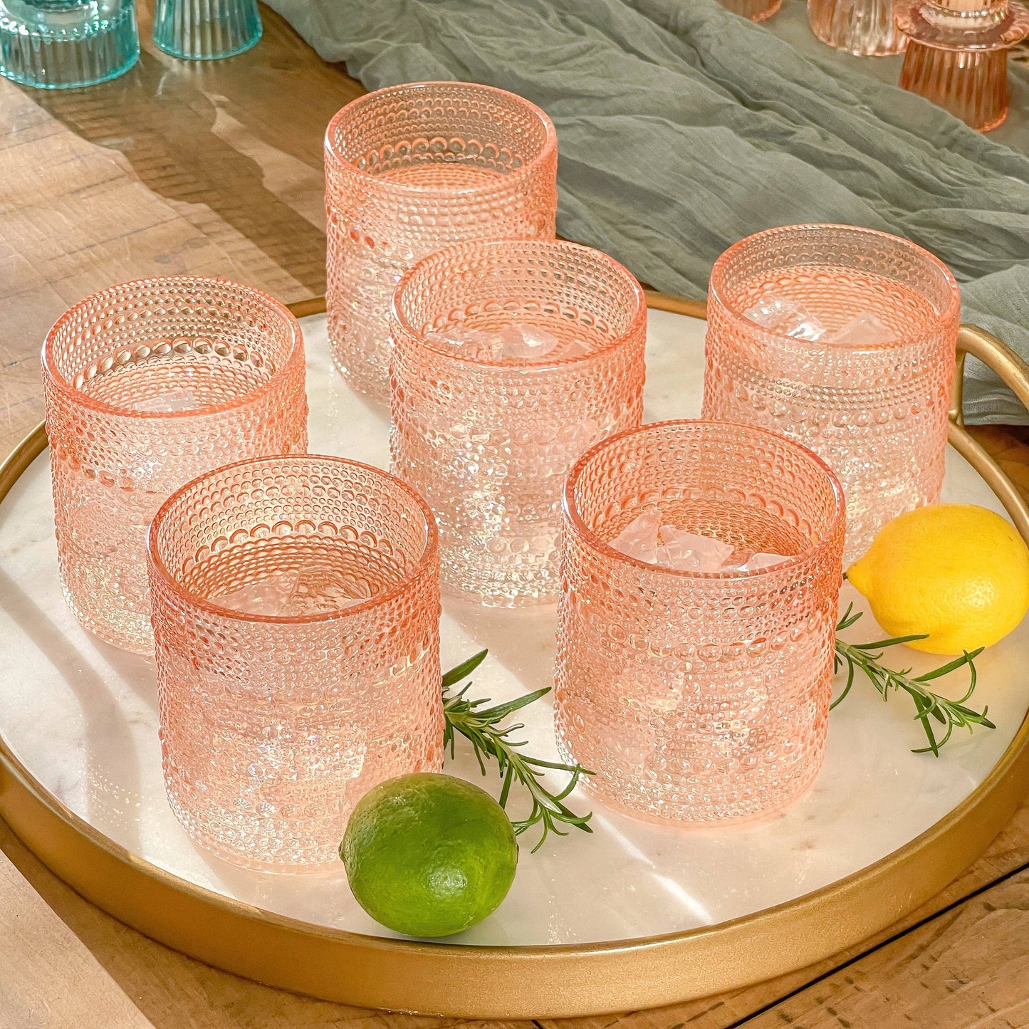 Rose Gold Old Fashion Glasses, Set of 6