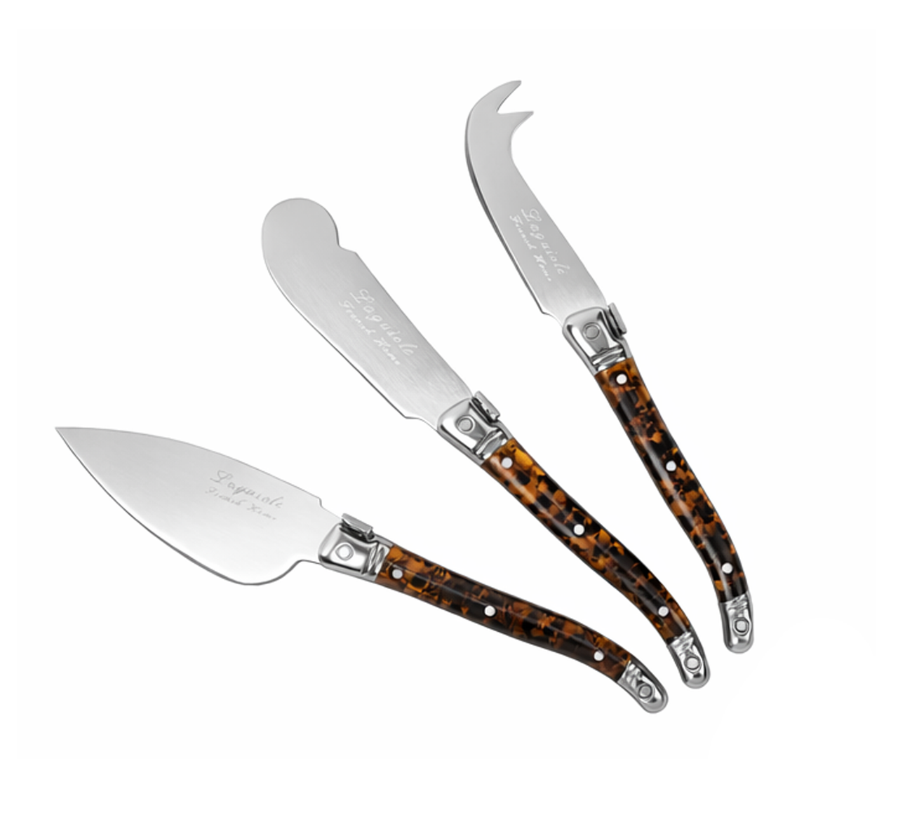 Laguiole 3-Pc Tortoise Shell Cheese Knife Set