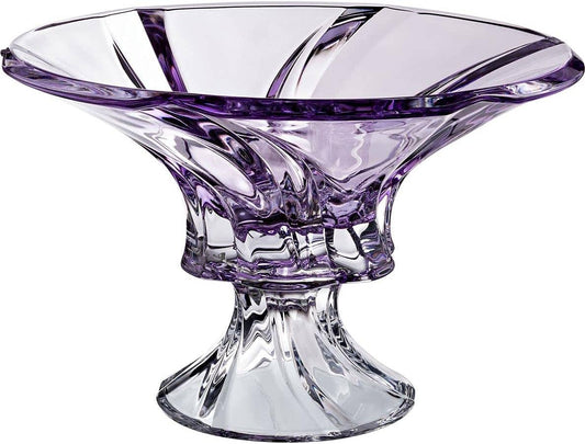 12" Bohemian Crystal Amethyst Footed Bowl