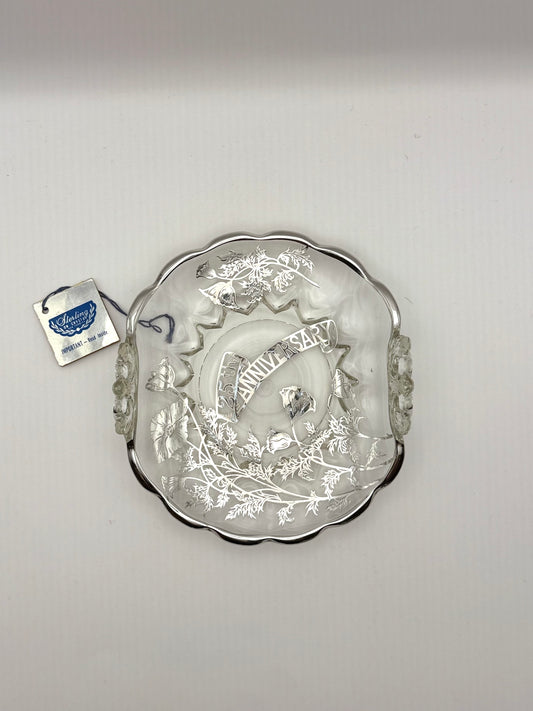 Sterling Overlay 25th Anniversary Serving Dish