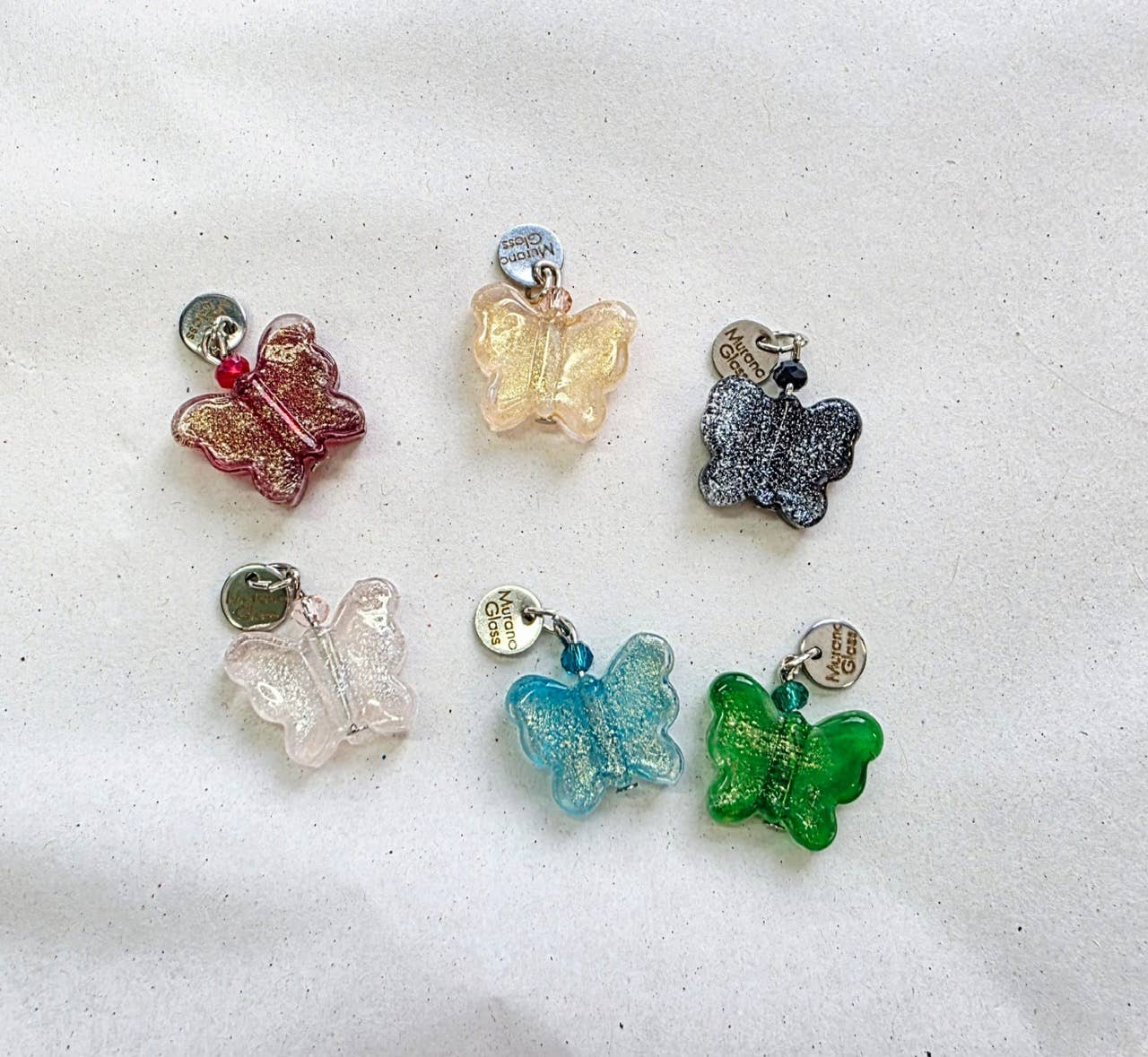 Murano Glass Mini Sparkle Butterfly Pendant Necklace