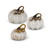 Cream & Gold Swirl Handblown Glass Pumpkin