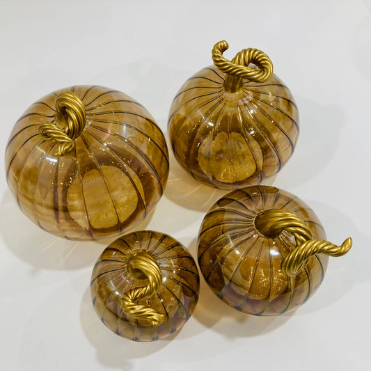 Medium Blown Glass Pumpkin, Cinnamon