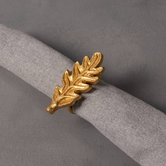 Golden Oak Leaf Napkin Ring, Set of 4