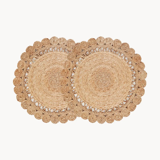 Handwoven Jute Flower Placemat-Set of 4