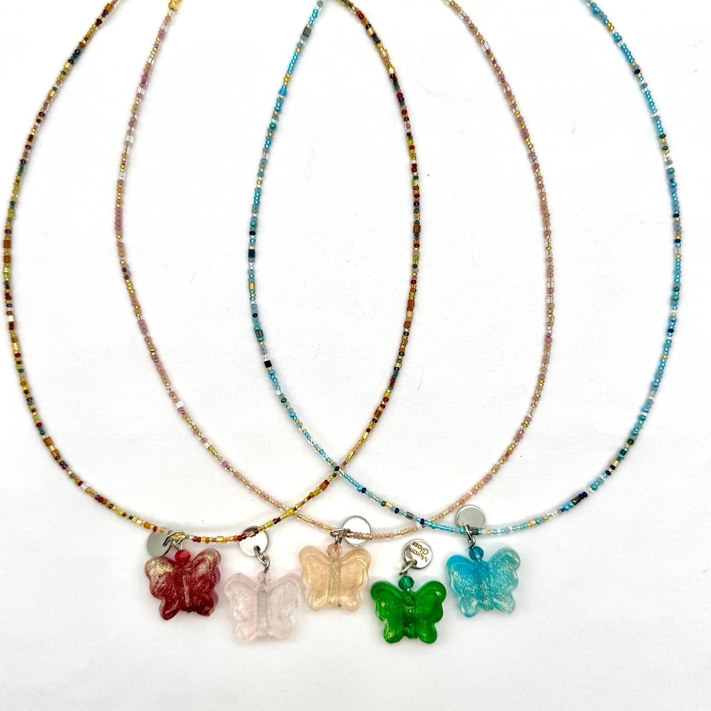 Murano Glass Mini Sparkle Butterfly Pendant Necklace