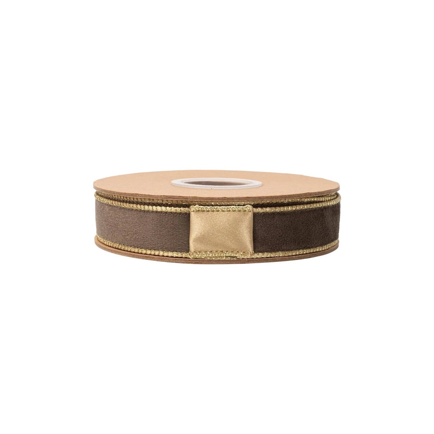 Brown w/ Gold Shimmer | 1" Reversible Velvet Wired Ribbon | Satin Backing | 10 Yard Roll