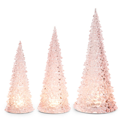 Lighted Pink Trees, Set of 3