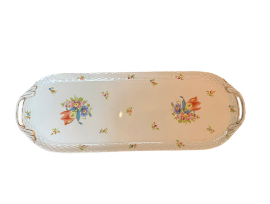 Vintage Herend Floral Sandwich Tray 19.5”