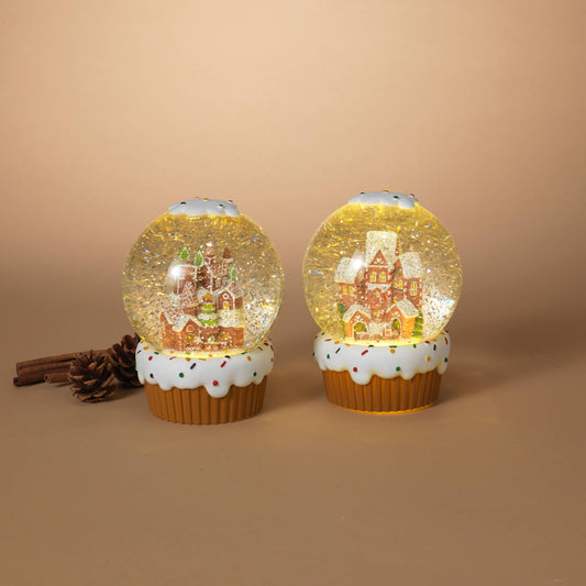 Lighted Spinning Water Globe w/ Gingerbread
