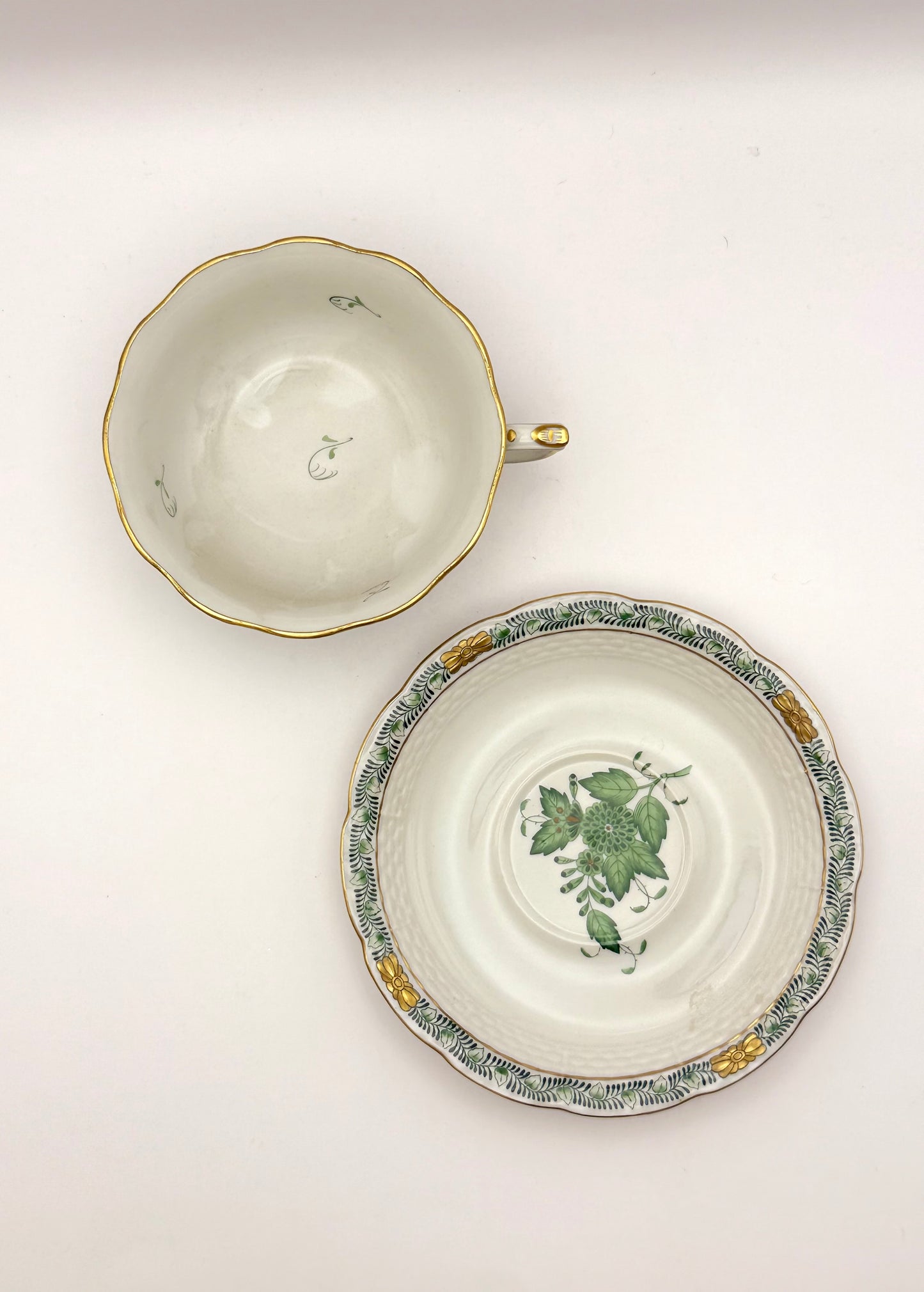 Chinese bouquet Coffee Cup w/saucer green