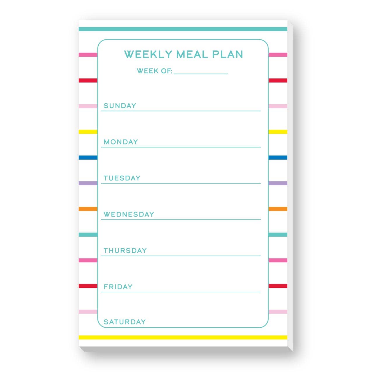 WEEKLY MEAL PLAN LARGE NOTEPAD: Turquoise Multi Stripe